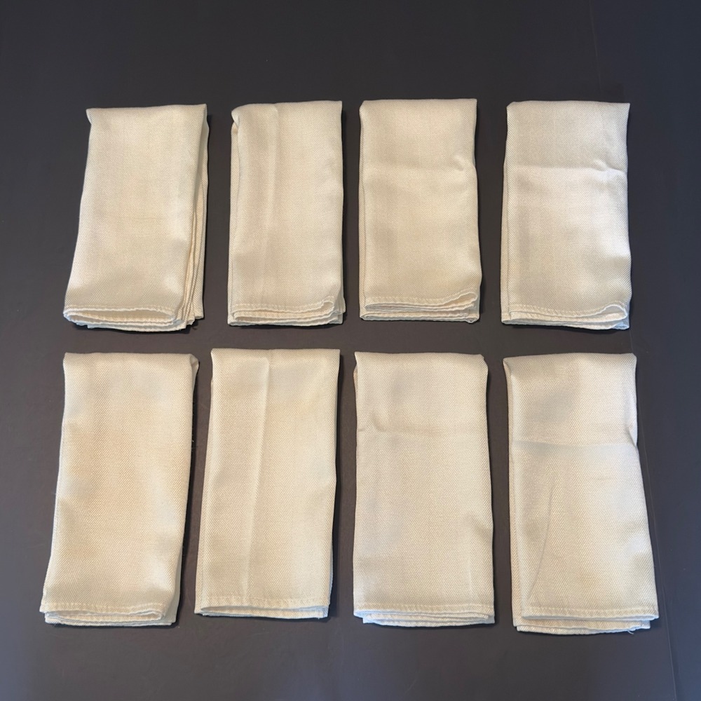 Ralph Lauren Home Napkins Cream Herringbone Set of 8 Ivory Cloth Vintage OS